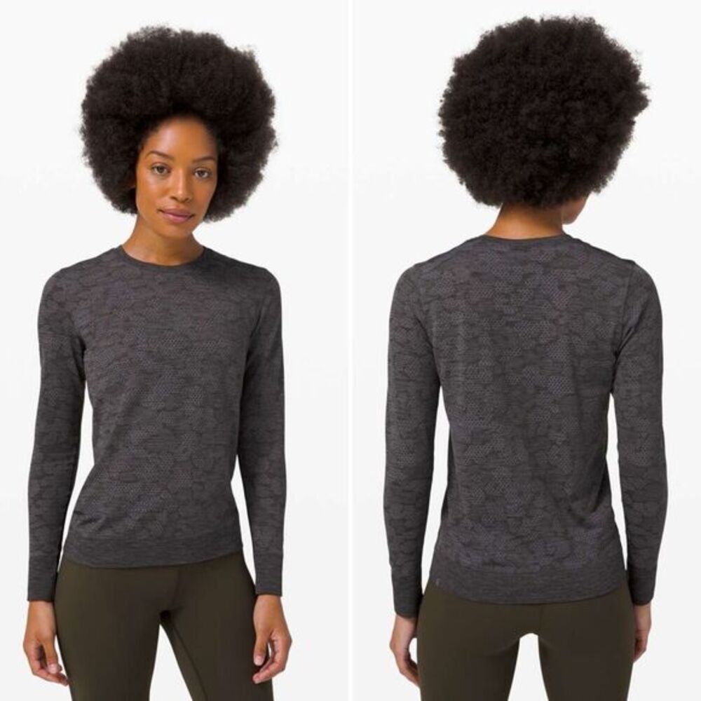 Lululemon Breeze By Long Sleeve in Polar Spots Titanium/Black Size 6